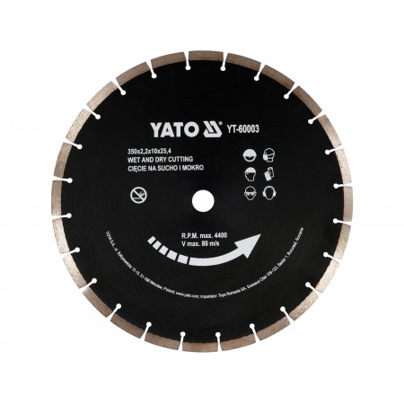 DISC DIAMANTAT PENTRU BETON 350X25.4MM, TĂIEREA USCĂTĂ ȘI UMEDĂ