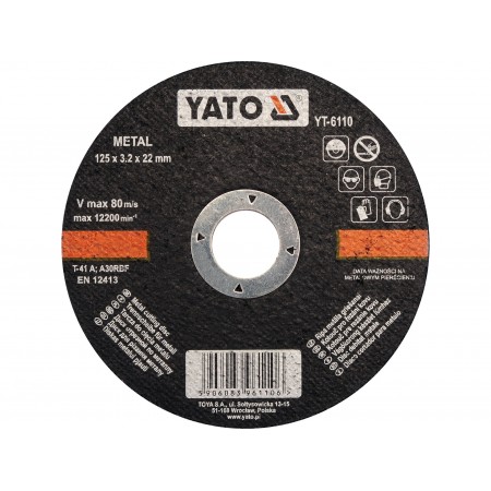 DISC TĂIAT METAL 125X3.2X22MM DISC TAIAT METAL 125X3.2X22MM